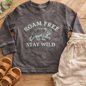 Feather 4 Arrow Indie Boutique Graphic Tee Roam Free Stay Wild 12M